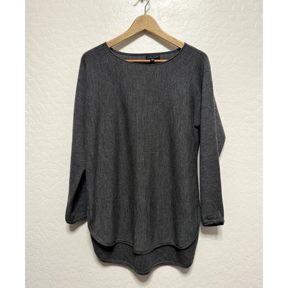 Eileen Fisher High Low Tunic Top Size Medium Capsule Lagenlook Gray Lagenlook